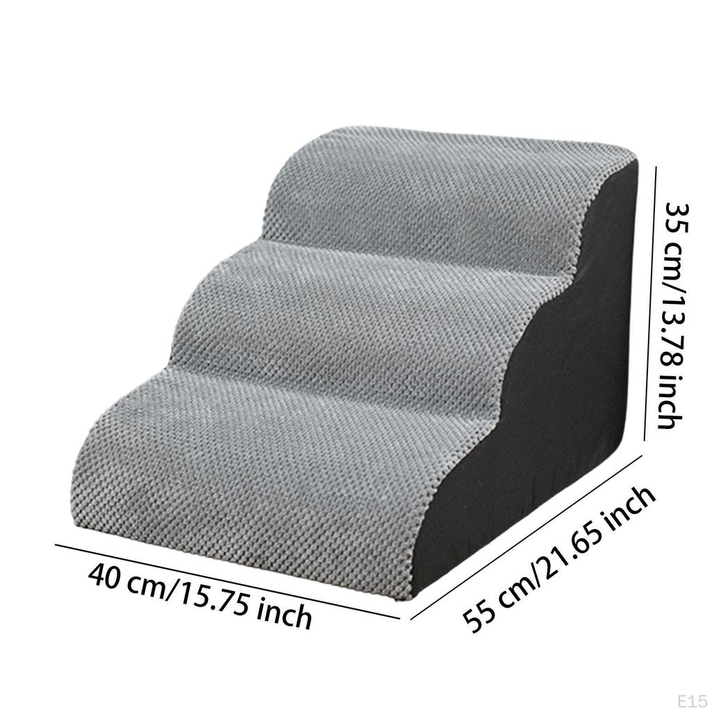 Pet Stairs for High Beds Gentle Slope Shape Portable Multipurpose Ladder 20D 2 Step Gray