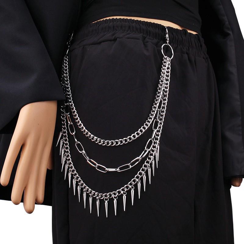 Chaîne de taille multicouche Hip Hop Punk Métal Rivet Bijou pour Performance Scénique