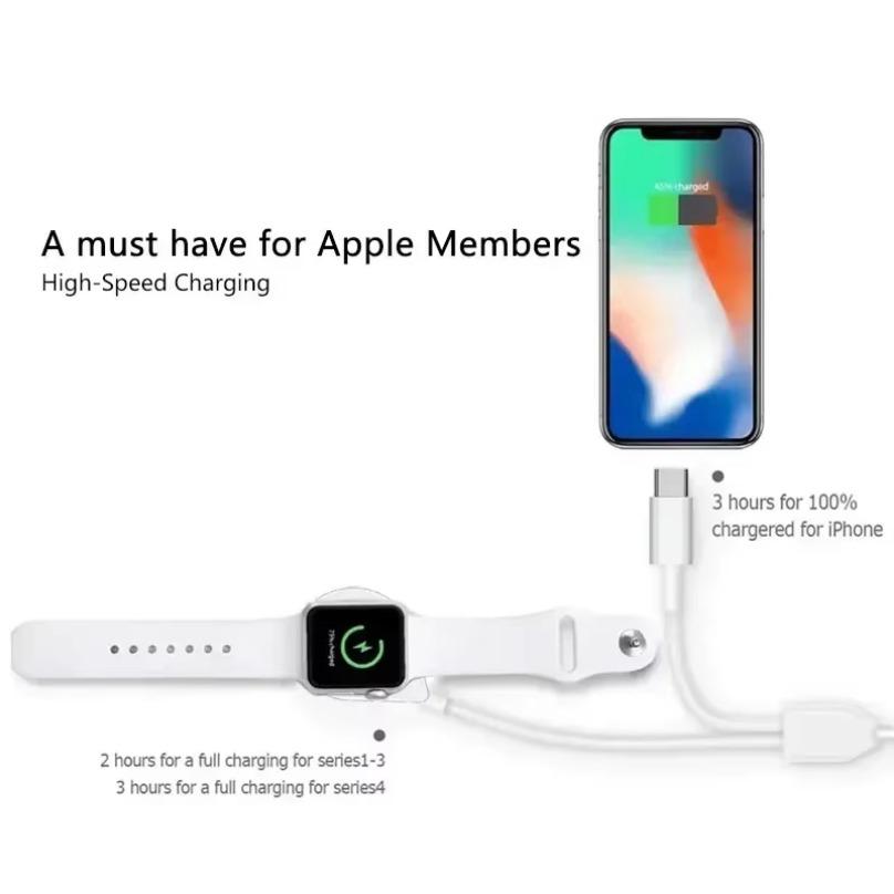 Apple Watch Charger Magnetic 3 in 2 USB C iPhone Charger Fast Charging Cable Compatible Apple Watch 9 8 7 6 5 4 3 2 1 SE
