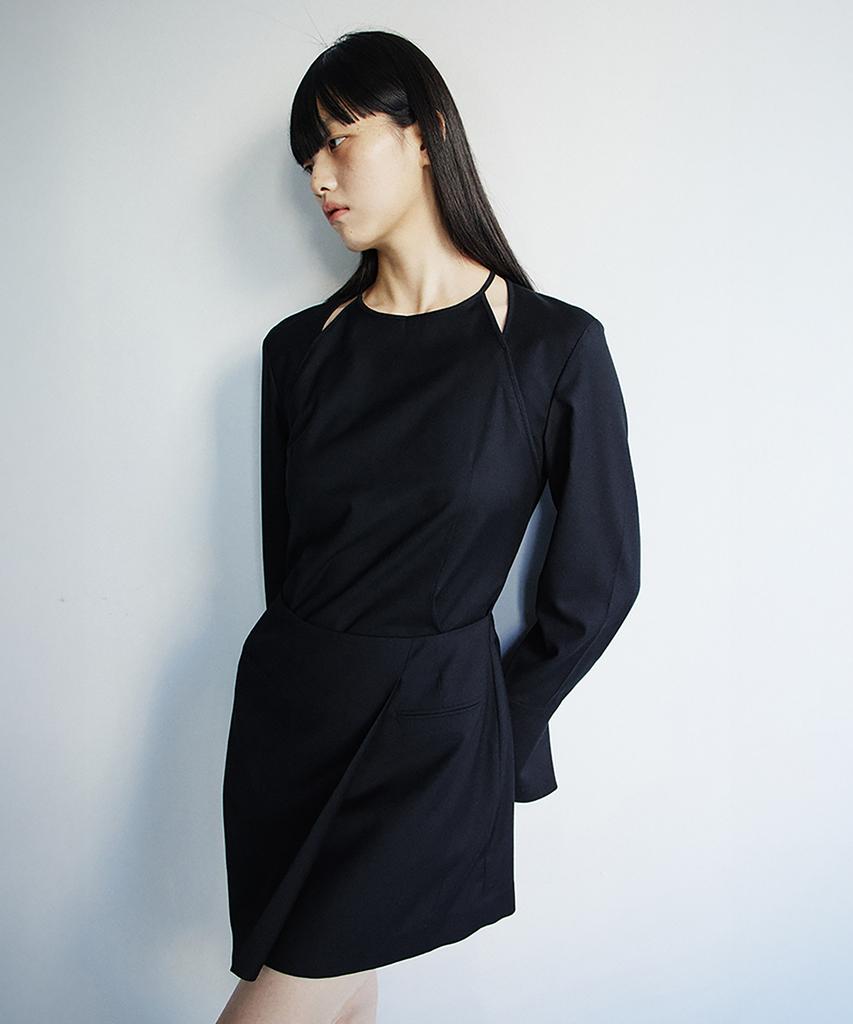 Seutimillon Bustier Detail Two-Piece Style Dress_Black