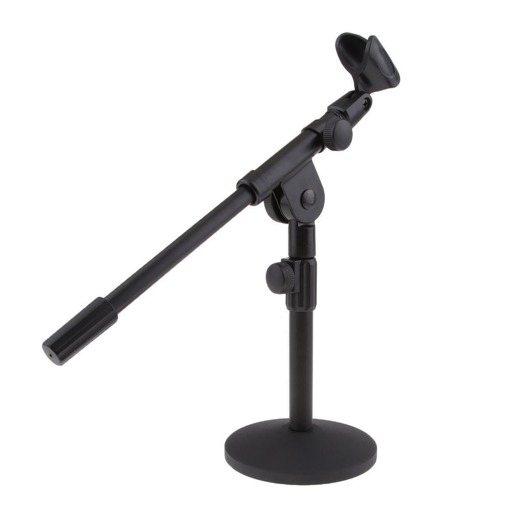 Foldable Desktop Tabletop Microphone Mic Stand Solid Base W/ 2 Sponge Cover