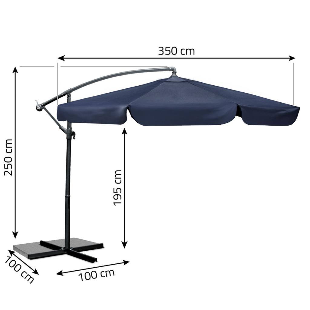 Folding Garden Parasol 6-Segment 350 Cm With Cover Plonos Pl-880