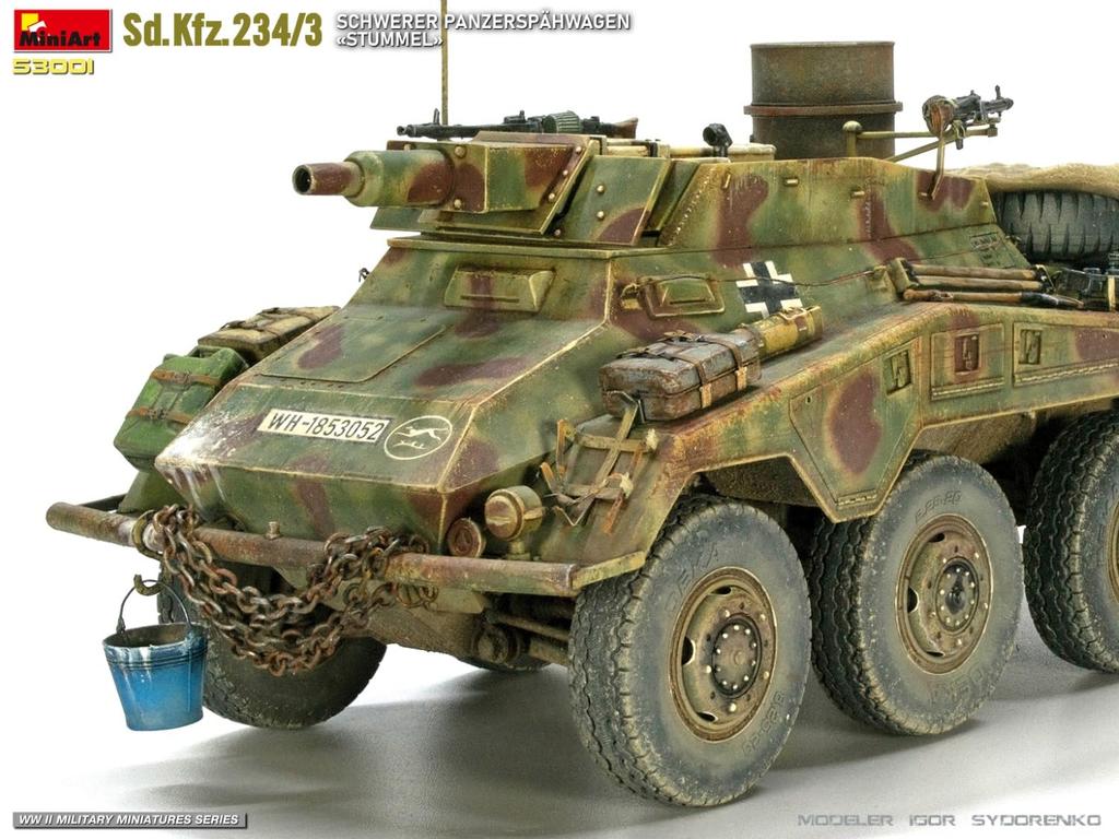 Miniart scale German Heavy Armored Reconnaissance Vehicle Plastic Model Kit MA53001 1/35 Sd.Kfz.234/3 (Stummel)
