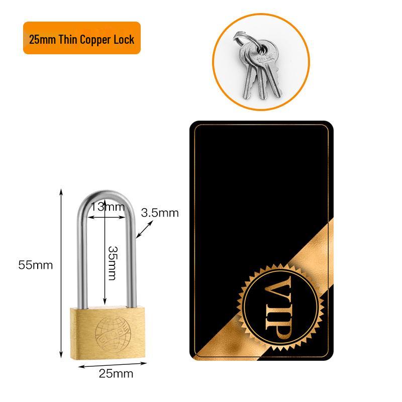 Extra Long Shackle Padlock 30mm Copper with 3 Keys for Cabinets and Doors