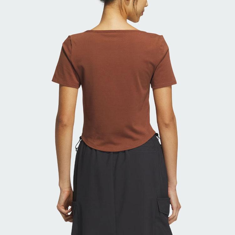 Adidas Originals Corset Tee With Solid Color Logo Women Tops Brown IX1908
