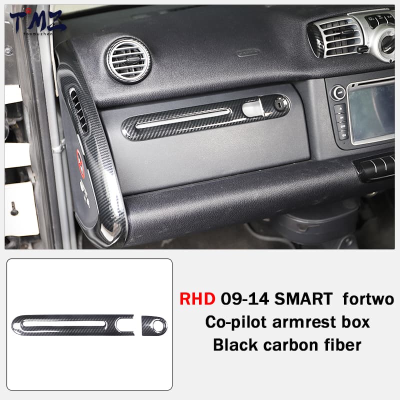 Right Hand Drive Vehicle Accessories with Carbon Fiber Pattern Black Navigation Panel Decorative for Benz SMARTfor Two Sticker