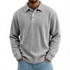 Mens Solid Corduroy Relaxed Fit Long Sleeve Polo Shirt Casual Wear