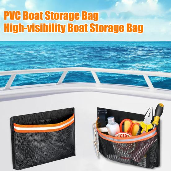 1/2Pcs Reflective Self-Adhesive Universal Boat Caddy Organizer Mesh Bag Large Capacity Waterproof Boat Storage Accessories