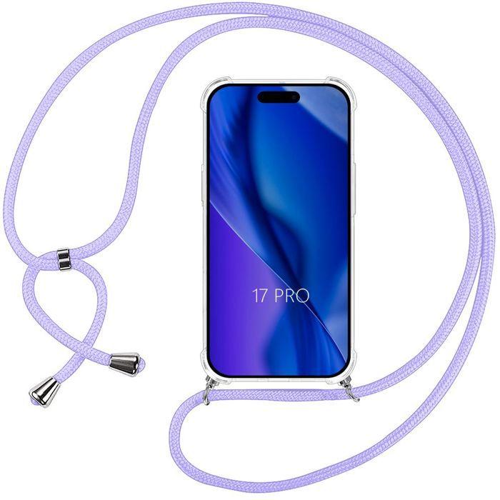 Coque de Protection - BOOLING - pour iPhone 17 Pro - Coins Renforcés Anti-Rayures - Bandoulière Violet