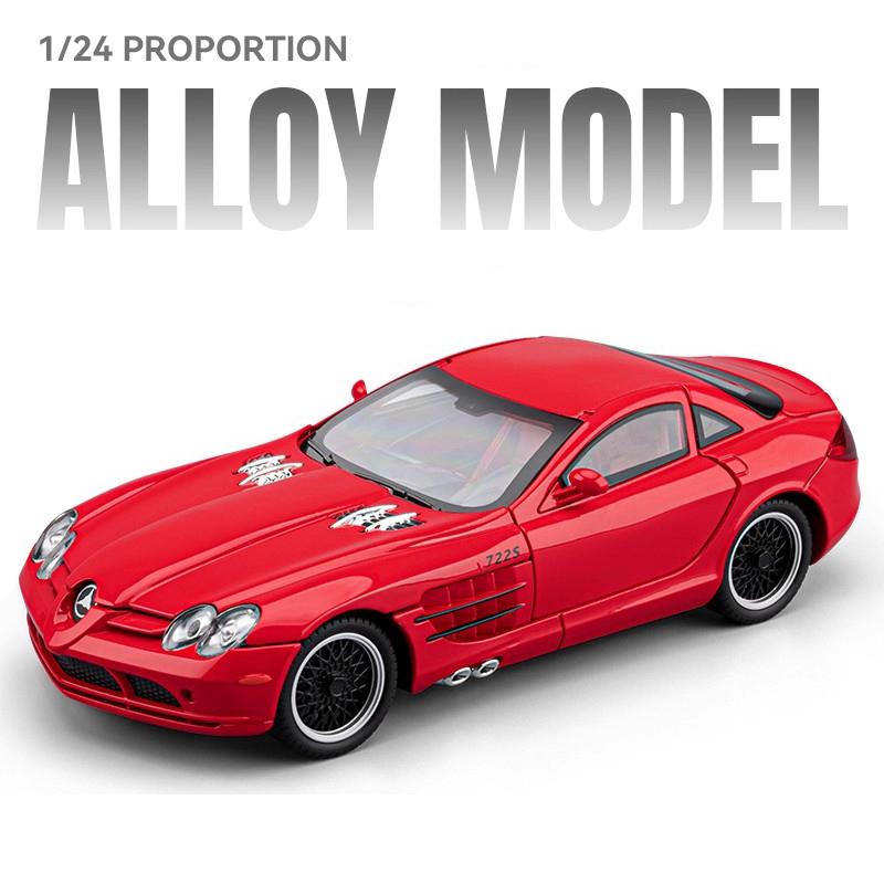 1:24 Mercedes-Benz SLR Supercar Alloy Car Model Sound and Light Pull Back Children's Toy Collectibles Birthday Gift