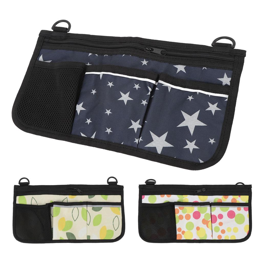 Wheelchair Side Bag with Cup Holder Water Proof 600D Oxford Cloth Multiple Pocket Adjustable Strap C