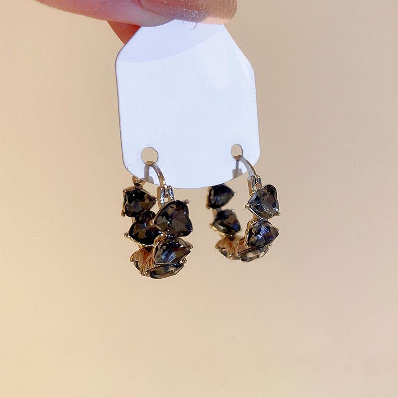 

Изысканные серьги-кольца с кристаллами циркона для женщин, девушек, черные серьги-кольца Любовь , модные украшения для ушей, аксессуары для свадьбы, вечеринки чёрный