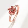 Anillo giratorio ajustable de esmalte de flor de melocotonero para la ansiedad para mujer, anillo de nudillo de metal de flor antiansiedad relajante Bague Femme