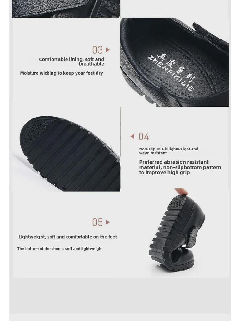 Zapatos casuales cómodos de piel de vaca para mujeres de mediana edad y mayores - Uso para las cuatro estaciones