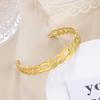 Stainless Steel Cuff Bracelet On Hand Women Geometric Flower Leaves Eye Adjustable Open Gold Bangle Jewelry