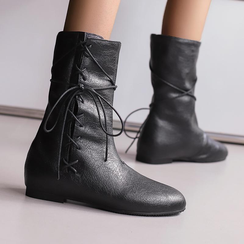 Women's Flat-bottomed Short Boots Autumn and Winter New Comfortable Large-size Casual Short Boots