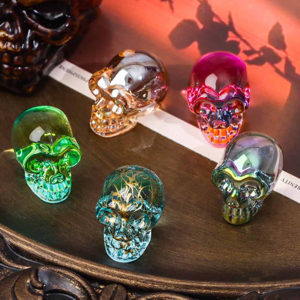 10 Pcs Gemstone Carving Skull Statue Hand Carved Human Skeleton