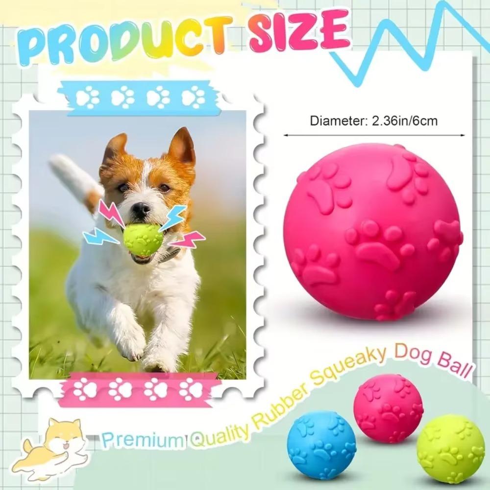 TPR Squeaky Paw Print Ball Interactive Pet Toy Fun Sound Chew Play for Dogs Teething Boredom Relief