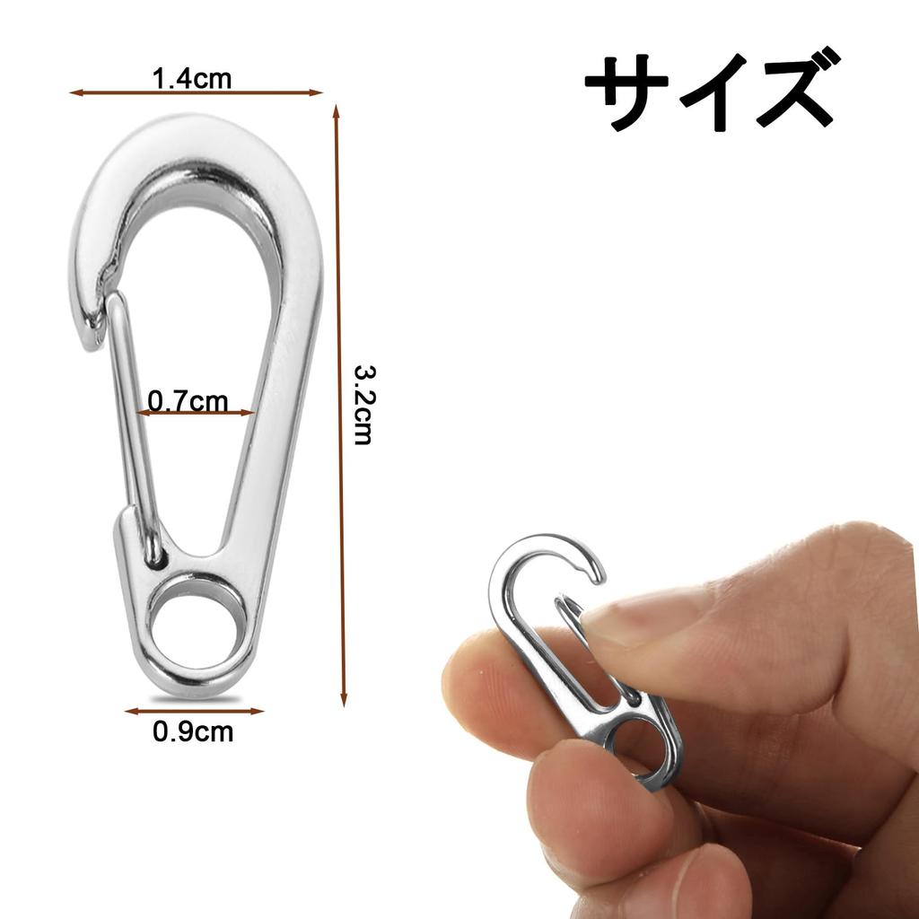 Yanuki Set of Small Carabiners with Stainless Steel Snap and Multifunctional for Travel 50-Piece 3.2cm Hooks, Lightweight, Durable, Stylish,