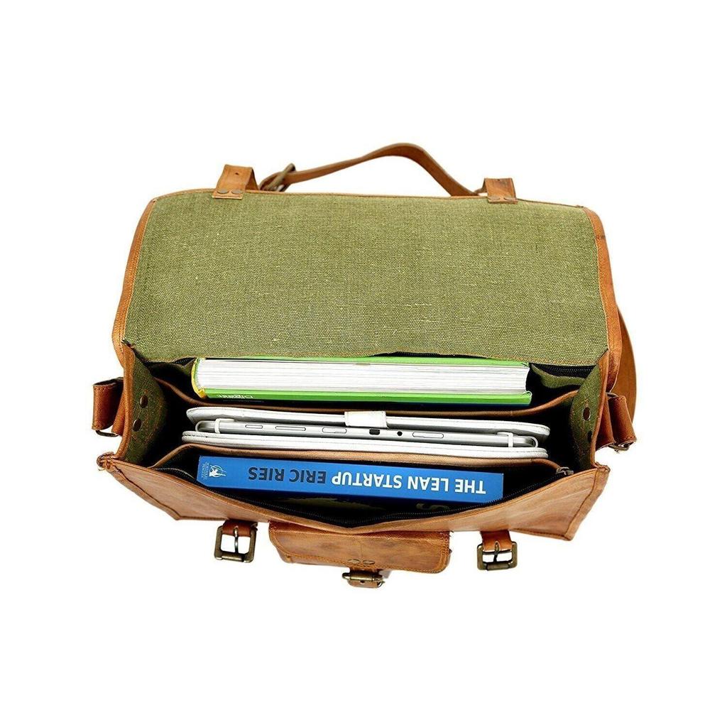 Mens Goat Vintage Brown Leather Messenger Bag Shoulder Laptop Briefcase