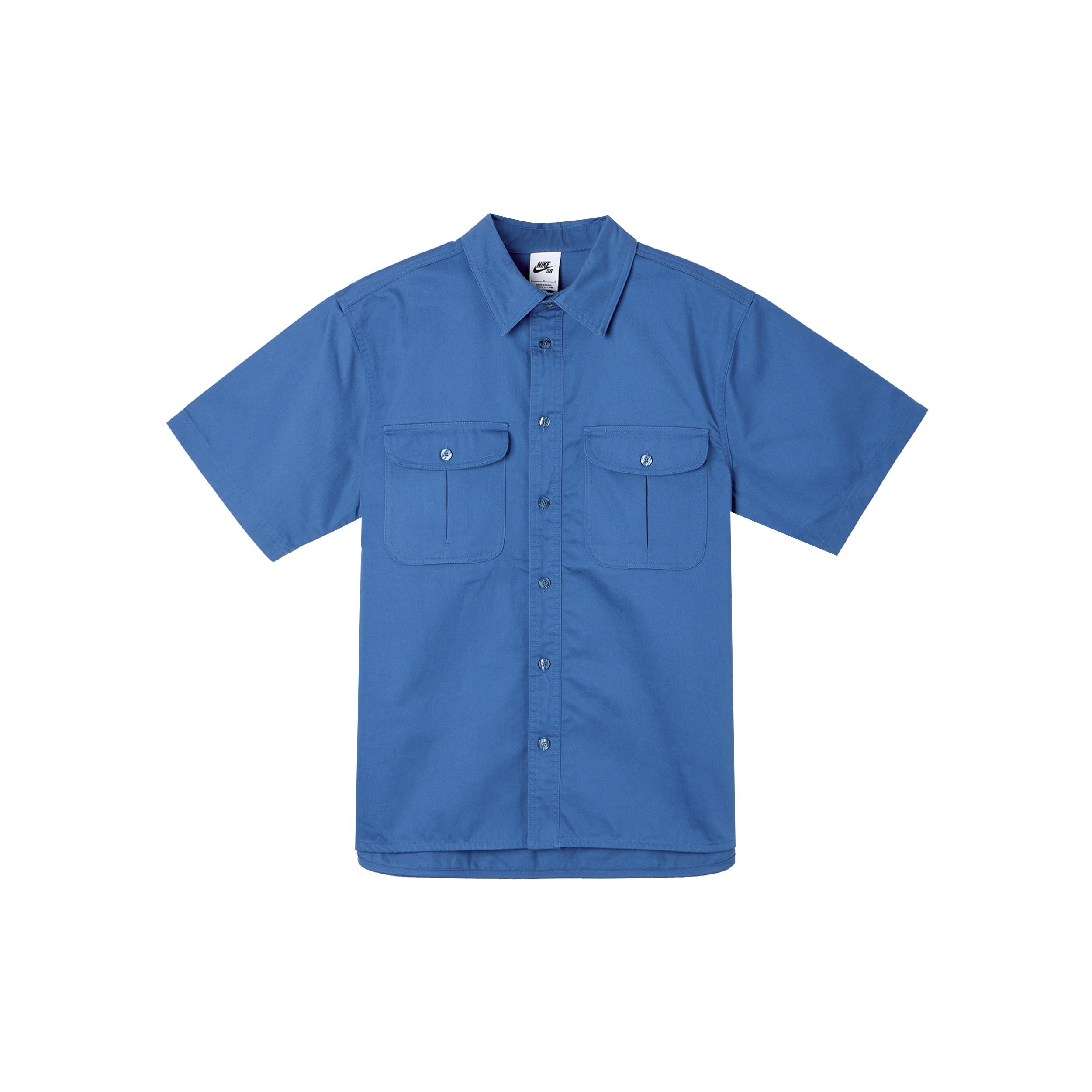 Nike SB Tanglin Short-sleeved woven button-down skateboard shirt Blue Men s FQ0400-457 L