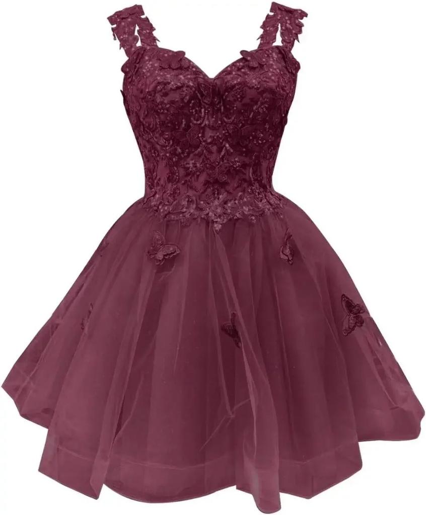 Shiny Tulle Prom Dress Teen Dress 1D Butterfly Short Dress Homecoming Dress Graduation Dress