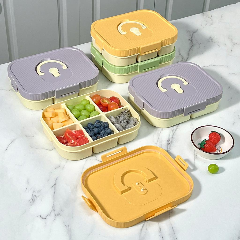 WORTHBUY Large Capacity Plastic Divided Bento Lunch Box Microwave Portable Leak-proof Cold And Hot Food Container For Student