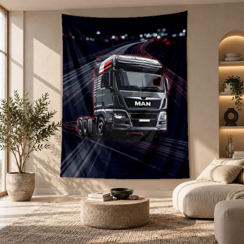 Decorative Tapestry,man truck Printed Wall Art, Lightweight Wall Hanging For Bedroom Background