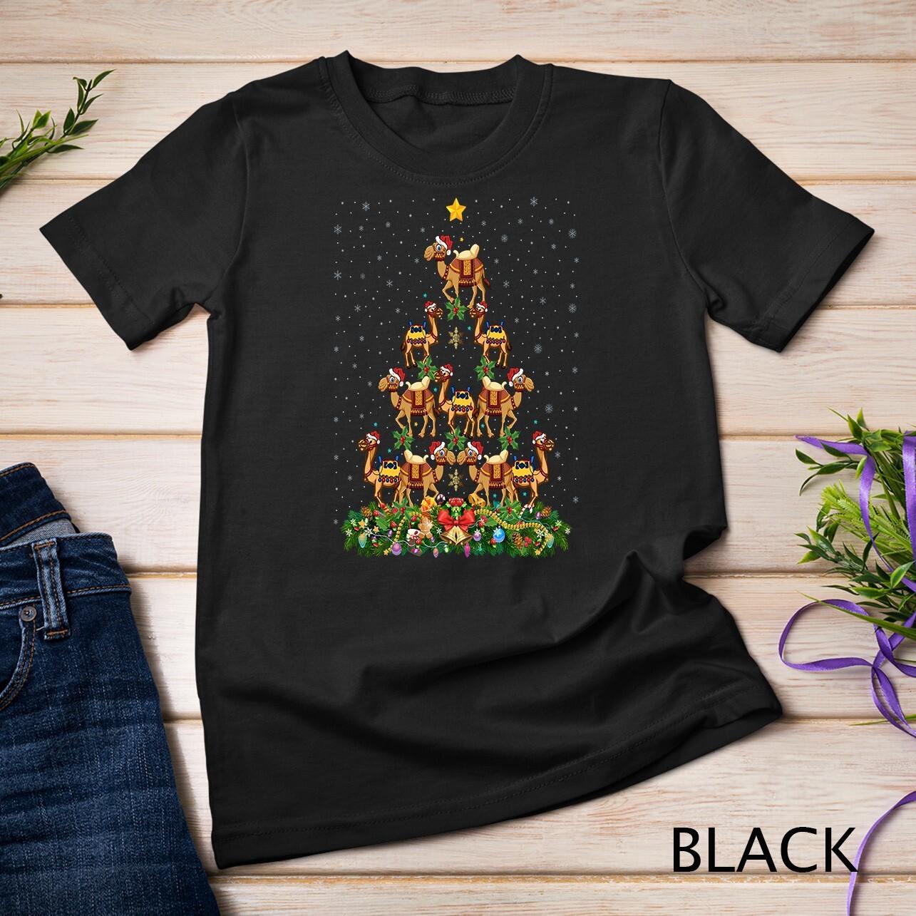 Camel Christmas Tree Gift Funny Christmas Camel Unisex T-Shirt Mens Womens Tees Top S