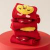 Cartoon Pony New Year Tube Socks Mid Calf Red Cotton Socks Funny Zodiac Year Socks  Winter Autumn