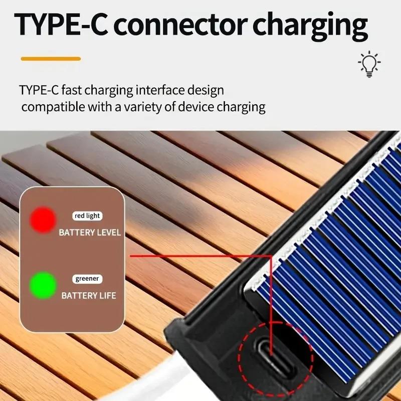 LED Camping Light, USB Charging Outdoor Tent Light with Clamp, Solar Lithium Battery, Do Not Change Color, Camping Flashlight