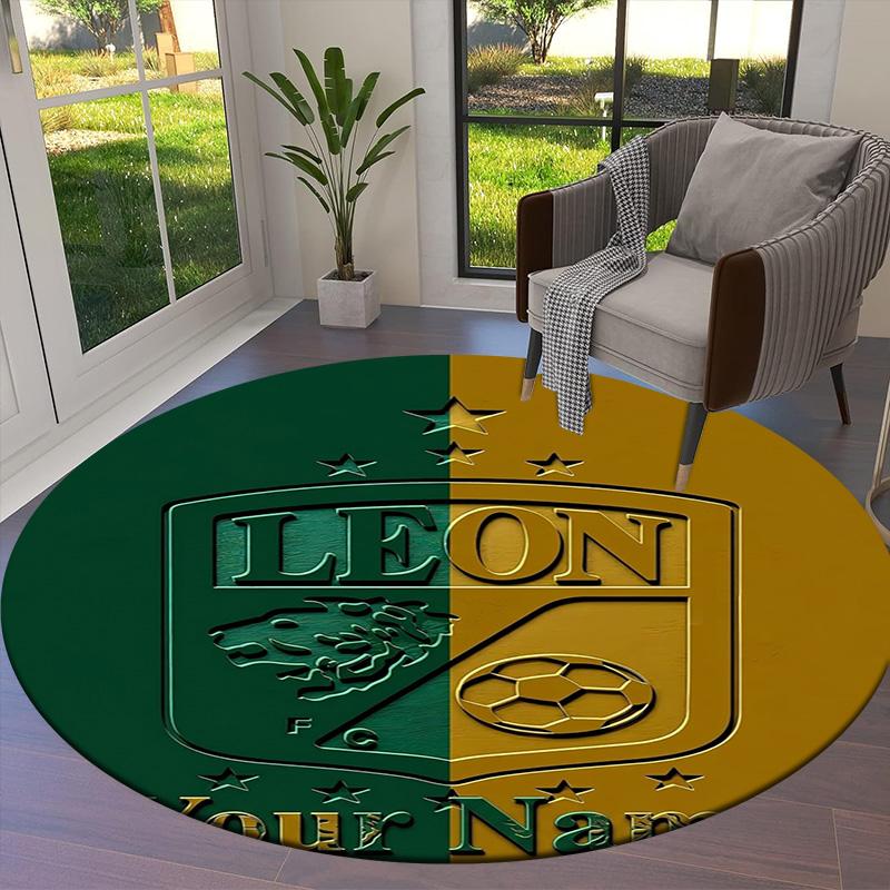 Leon Fc Crest Custom Name Round Area Rug Carpet Rug For Living Room Bedroom Sofa Playroom Decor Nonslip Floor Mat