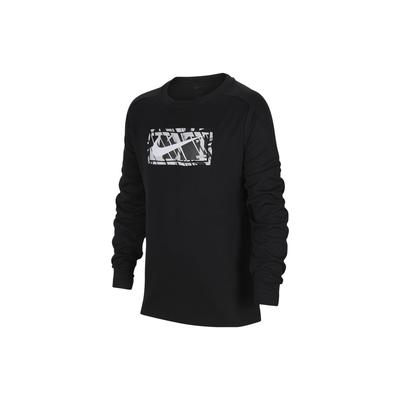 Dri-FIT Multi Logo Print Crew Neck Long Sleeve T-Shirt Kids Tops Black FD3927-010
