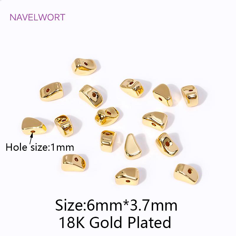 

18K Gold Plated Irregular Spacer Beads Separators Brass Metal Loose Beads For Jewelry Making Supplies DIY Bracelets Accessories 4 pieces