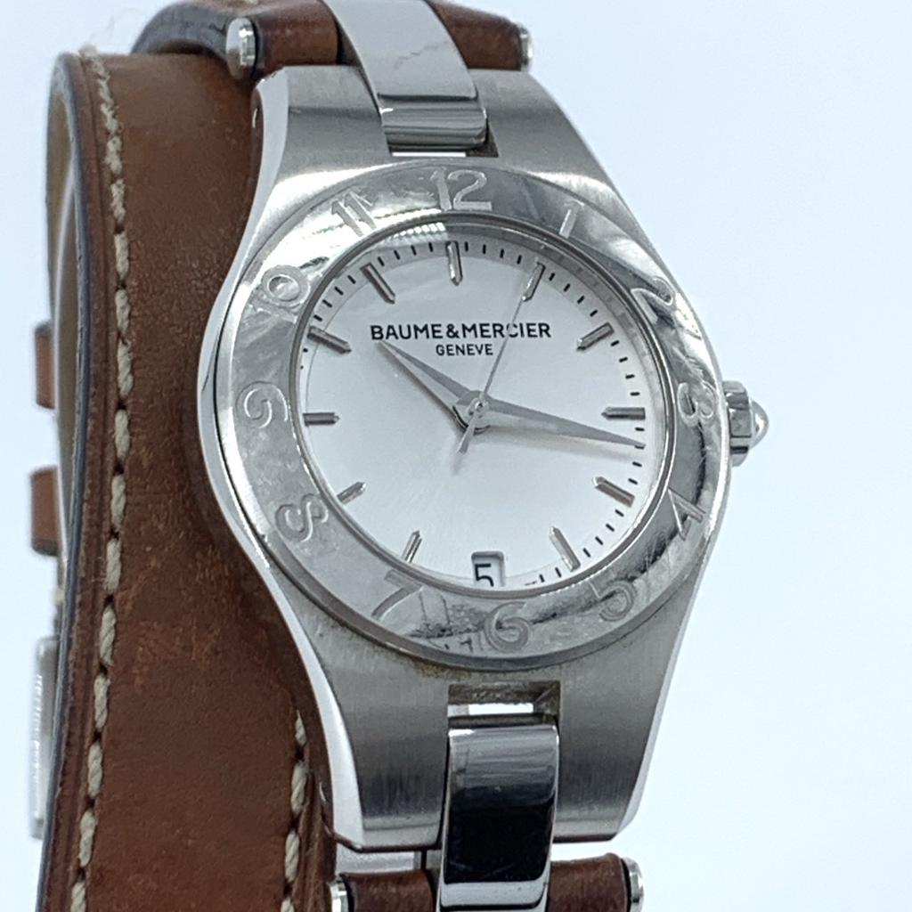 Working Good BAUME&MERCIER Linea 65690 Quartz Women's Watch White Dial Stainless Steel Date 5 ATM Water Resistance (50M) 3-Hand