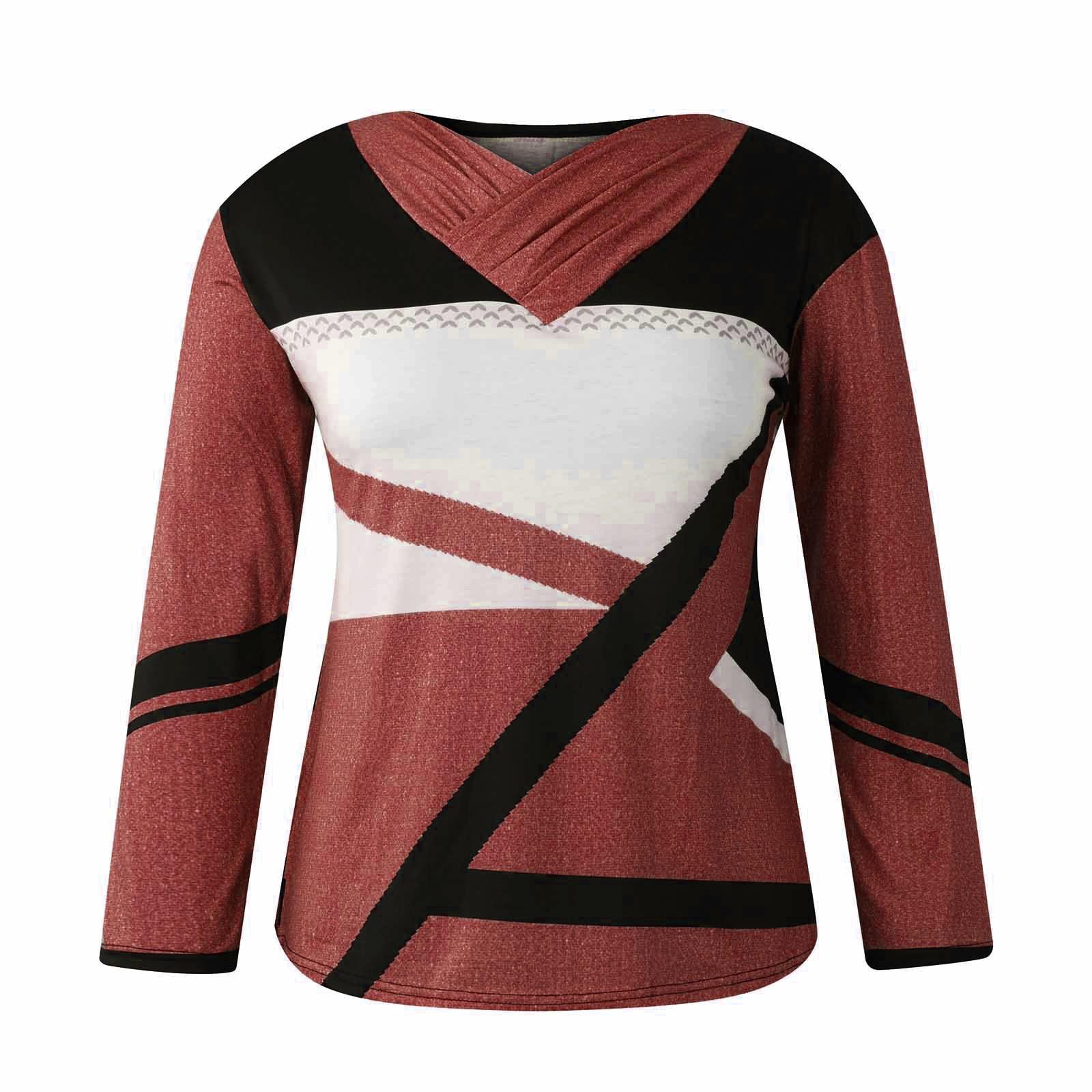 Женские топы Нарядные повседневные рубашки с длинными рукавами с перекрестным V-образным — фото 5