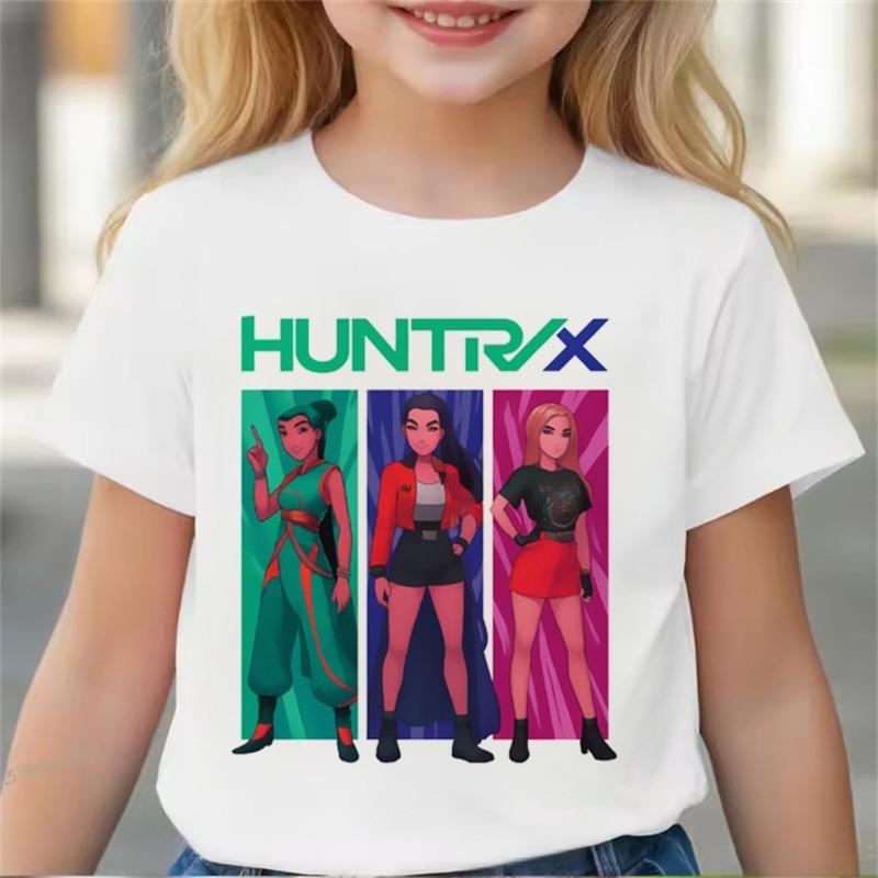 Summer Hot Children Clothes Girl Boy KPop Demon Hunters Movie Print T Shirts Print Kids T-shirt Tops