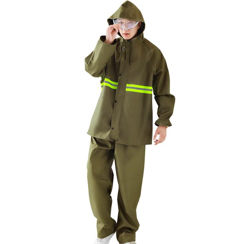 Yudu Outdoor Work Safety Reflective Canvas Rain Suit
