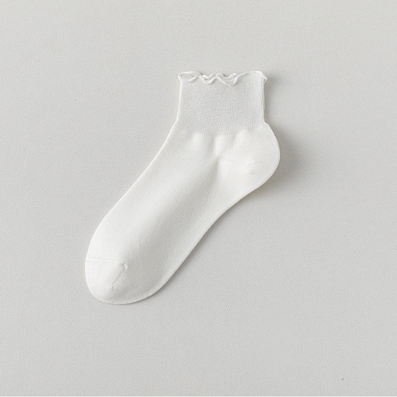 

Boneless Postpartum Socks, Women s Summer Thin Cotton Socks, Loose Short Socks, Wide Lace Short Socks, Black Fungus Edge Breathable Socks 1 pair білий