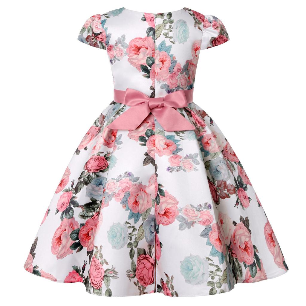 Kids Girls Bow Girl Party Princess Dresses Children Ball Gown Costume Festival Host Children Dress