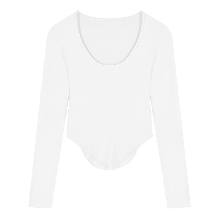 

Chic Pure Desire U-Neck Irregular T-Shirt for Women - Slim Long-Sleeve, Perfect for Spring & Autumn One Size (80-120) белый