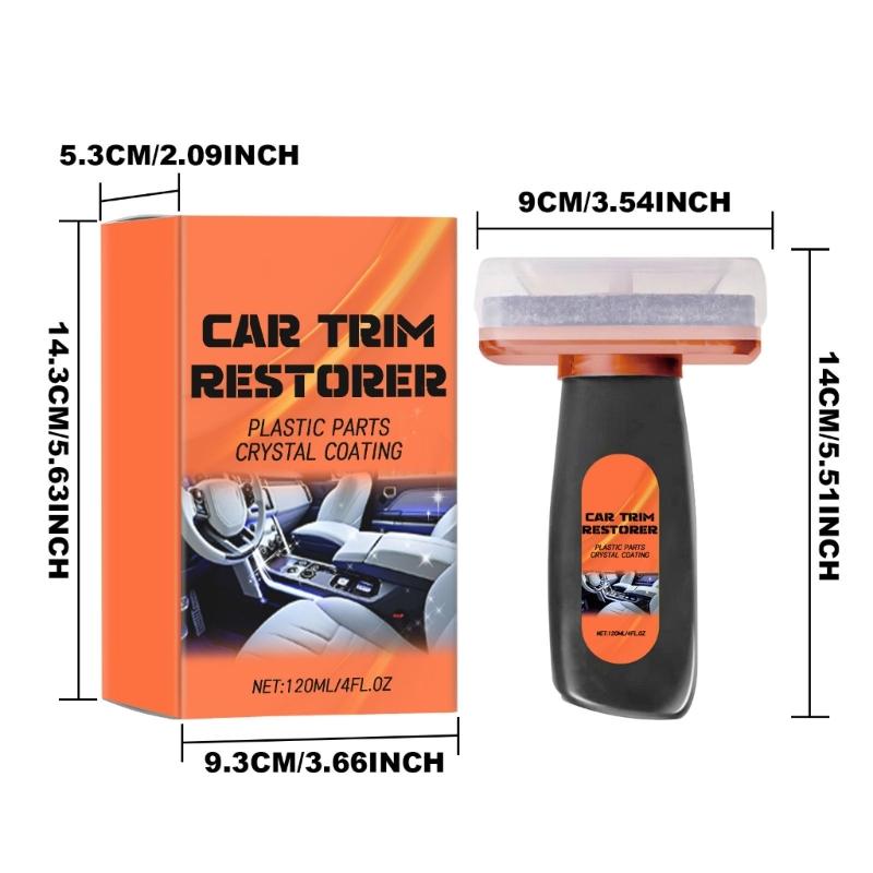 Interior Plastic Restorer for Cars, 120 mL Trim Care Bottle for Dashboard Cleanup, Door Panels, Center Console Cleanup, and Routine Detailing