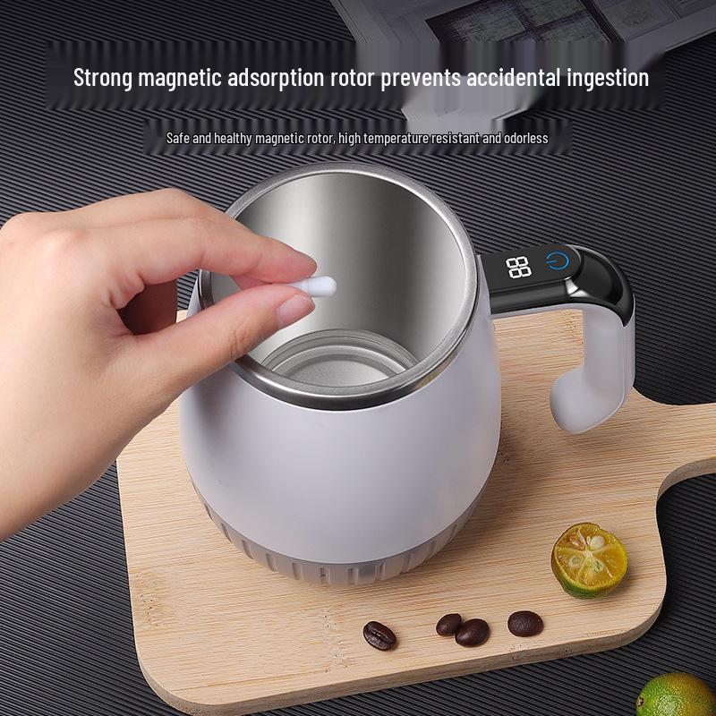 Smart Auto-Mixing Temperature Measuring Rechargeable Cup - 316 Stainless Steel, Digital Display for Coffee, Milkshakes, and Drinks
