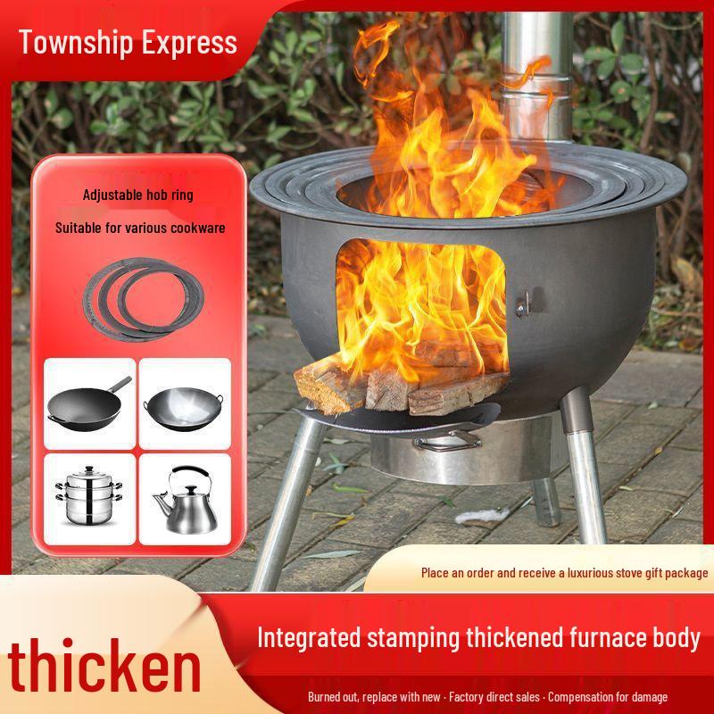 Large Portable Energy-Saving Firewood Stove for Outdoor and Household Use