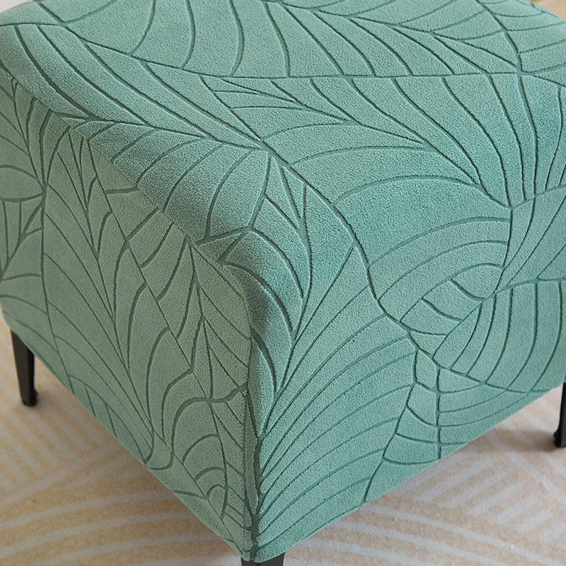 Copri Pouf Jacquard Foglia - Poggiapiedi Divano Casa e Hotel Contenitore Protezione Polvere