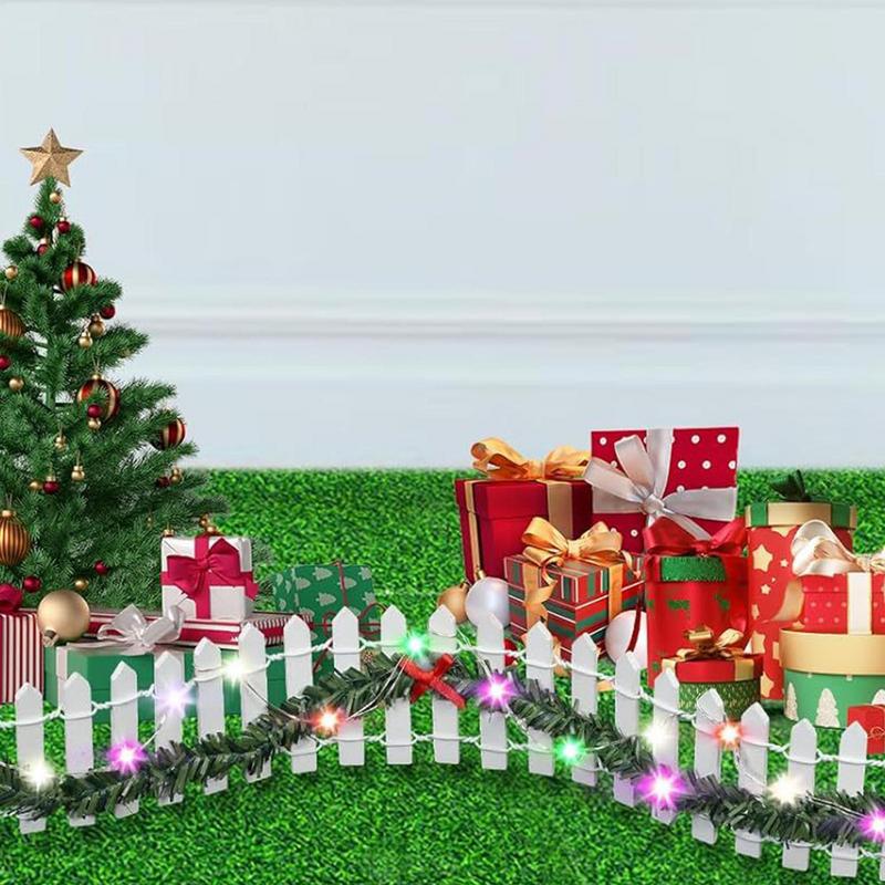 Christmas Tree Fence Decoration With LED Handmade rattan wooden fence For New Year Party Home Garden Holiday Indoor Decor