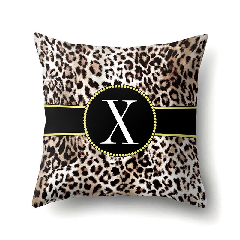 Polyester Pillow Case Decorative Leopard Print Home Furnishing 26 English Letter Printed Pillow Case