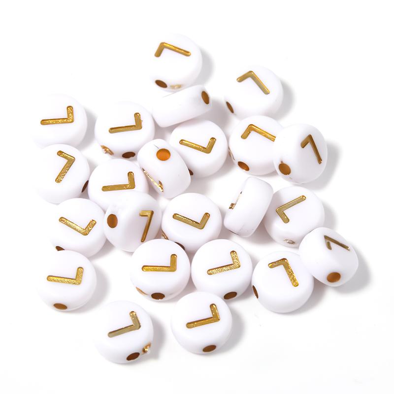 100Pcs 7mm Acrylic Alphabet Beads A-Z Gold Color Letters Beads For Jewelry Making Flat Round Spaced Bead DIY Bracelet Necklace