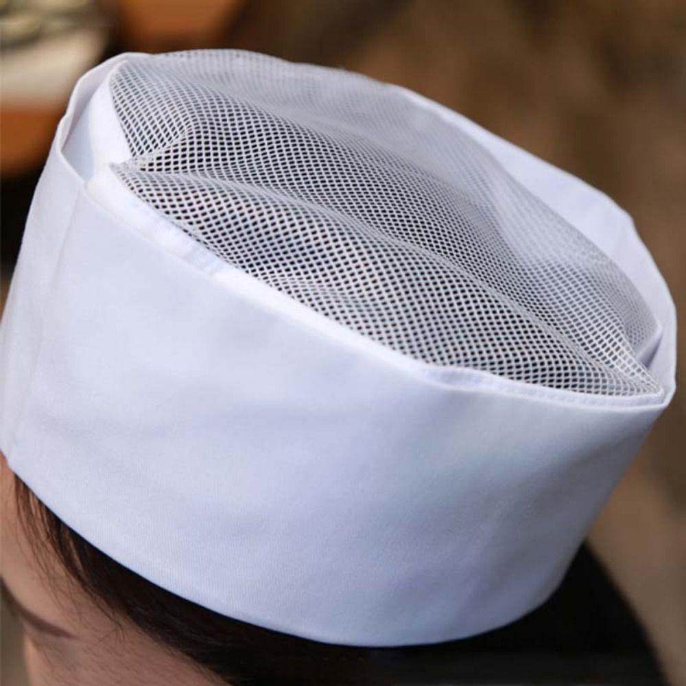 Wear Resistant Chef Flat Top Caps Mesh Head Circumference Breathable Sushi Cap  Both Sexes Chef