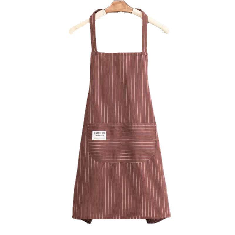 Striped Sleeveless Kitchen Apron - Halter Neck, Breathable, Anti-Fouling, Polyester Cotton Blend